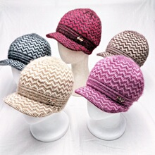 中老年人帽子女冬季加绒加厚妈妈帽保暖护耳毛线针织帽老太太棉帽