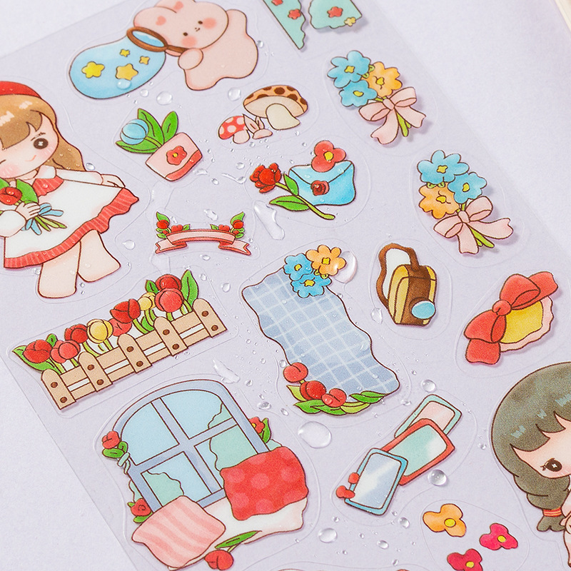 Linda chica Bella diario de PVC impermeable pegatinas DIY diario decoración tema de la serie de dibujos animados pegatinas de anime