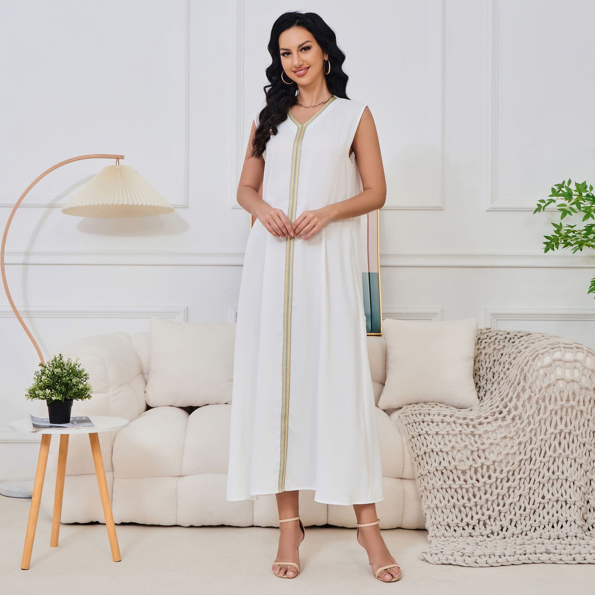 MT116 Cross-border Middle Eastern Commuting Ethnic Style New Embroidered Sequin Two-Piece Set Foreign Trade Arab Dress_ecoleips.com