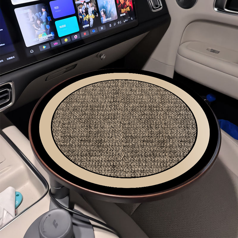 理想的な車載浮上テーブル板防水革マット円形自動車滑り止めテーブルマットデスクトップ保護マットはスクラブできる|undefined