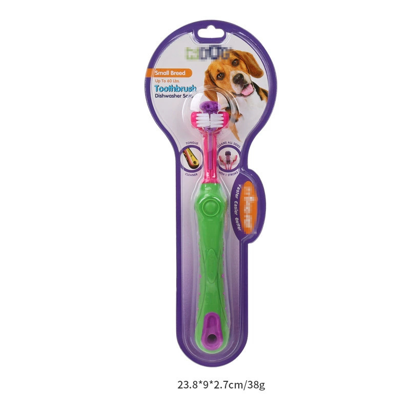 Productos para mascotas de explosión transfronteriza cepillo de dientes de tres extremos cepillo de dientes tridimensional cepillo de dientes multiángulo cepillo de dientes oral para perros y gatos image 12