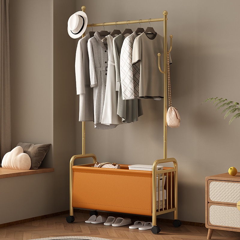 Coat Rack Bedroom Floor Cream Style Simple Hanger Movable Hanger Internet Popular Light Luxury Clothes Storage Rack