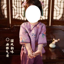 女宝宝衣服分体套装中国风复古汉服苎麻透气春夏季夏季新款小童