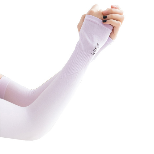 Summer Solid Color Korean Style Ice Sleeve for Women, Sun Protection Ice Silk Sleeve Cover for Running and Cycling, UV Protection Arm Sleeves