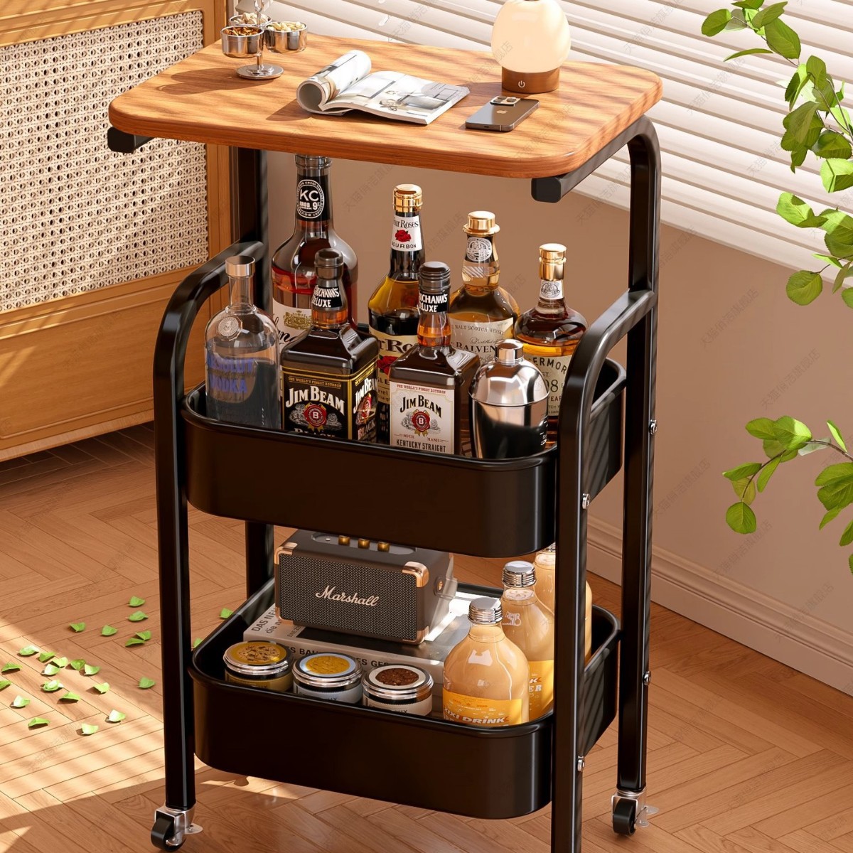 Sofa Coffee Table Snack Storage Rack Floor-Standing Bedside Small Table Removable Trolley