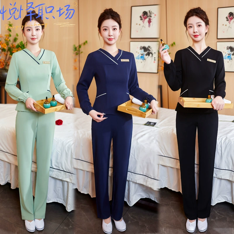 Весна и осень 2023 Новая Парикмахерская Ванна для ног Терапия для ног Рабочая одежда Женский салон красоты Здравоохранение Дом Чайный техник Униформа