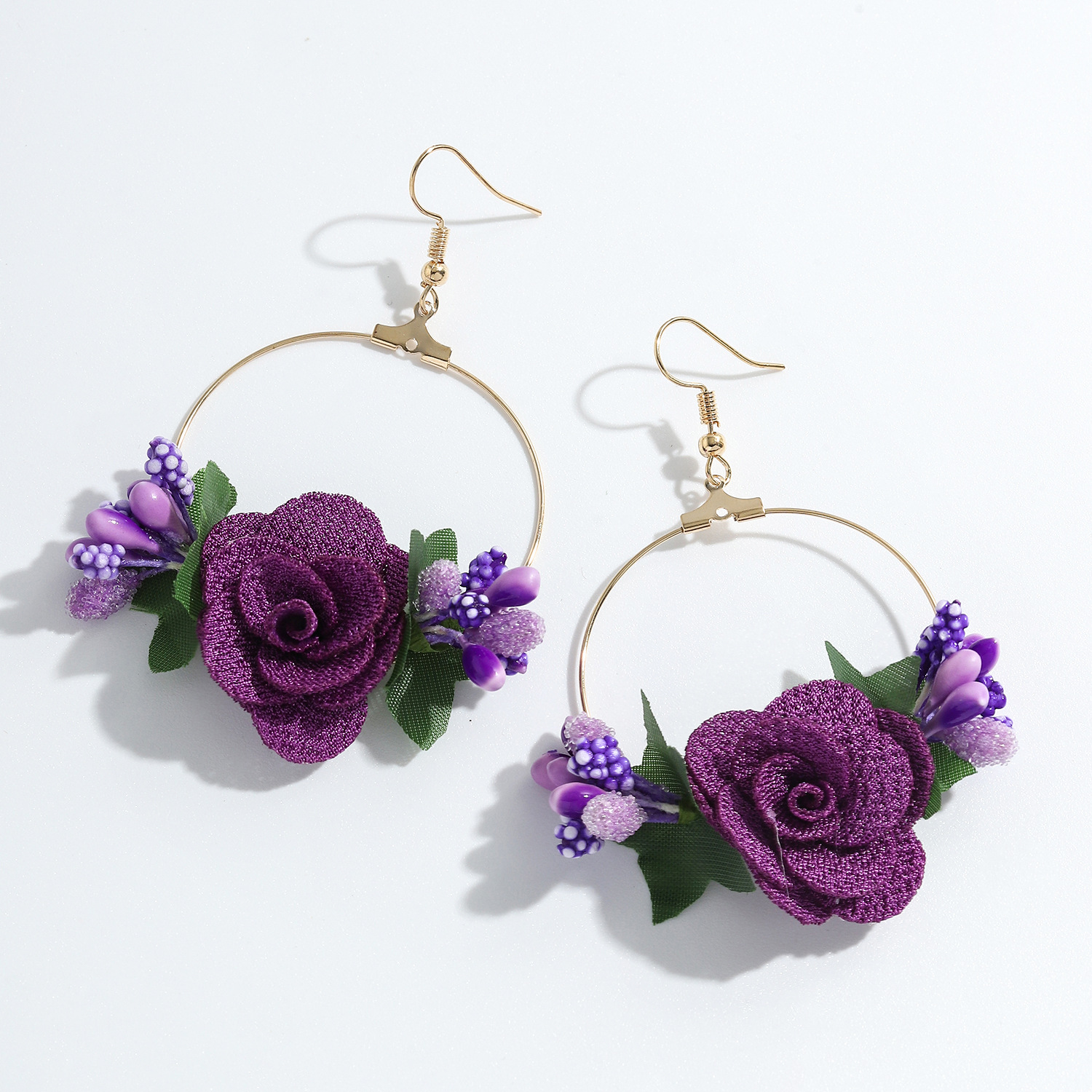 Style Ethnique Fleur Chiffon Pas D'incrustation Des Boucles D'oreilles display picture 6