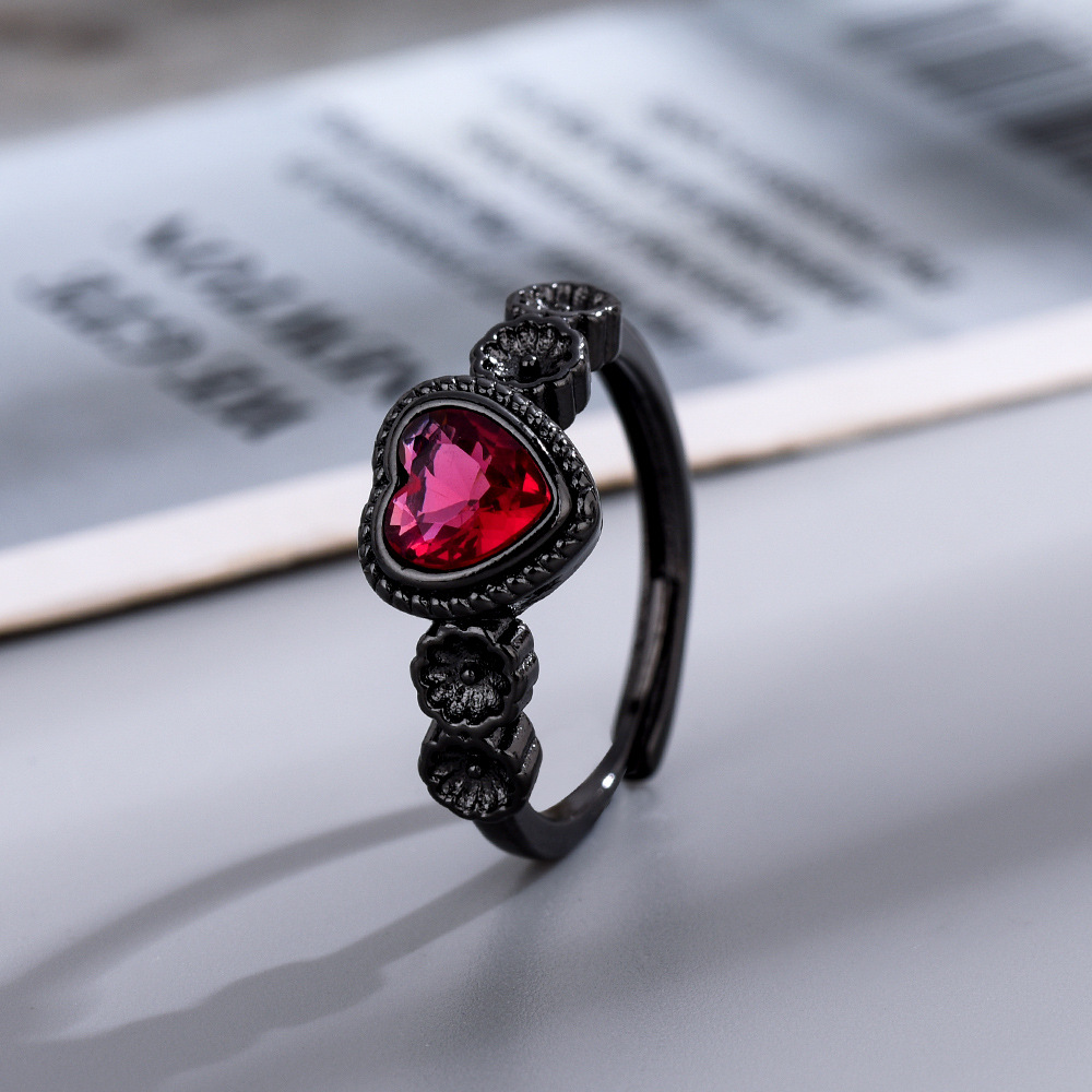 Bijoux En Gros Vacances Style Classique Forme De Cœur Le Cuivre Zircon Anneau Ouvert display picture 1