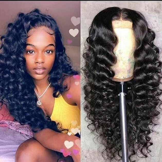 International Station New Women's Wig African Long Curly Hair Black Big Wave Wig High Temperature Silk Chemical Fiber Wig Headgear