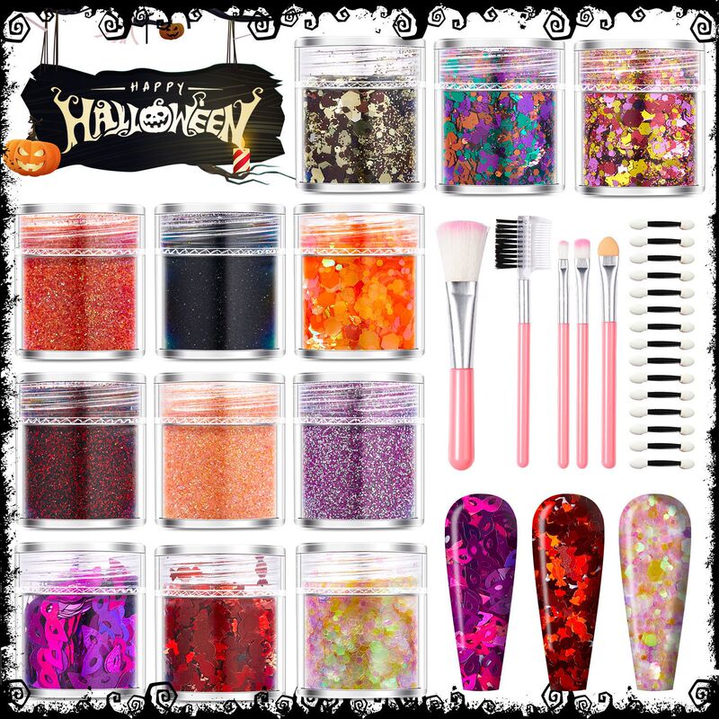 Explosive 12 Color Holiday suit Mixed Accessories Nail Art Sequins Sparkling Powder Glitter Nail Jewelry Wear Nail Tools