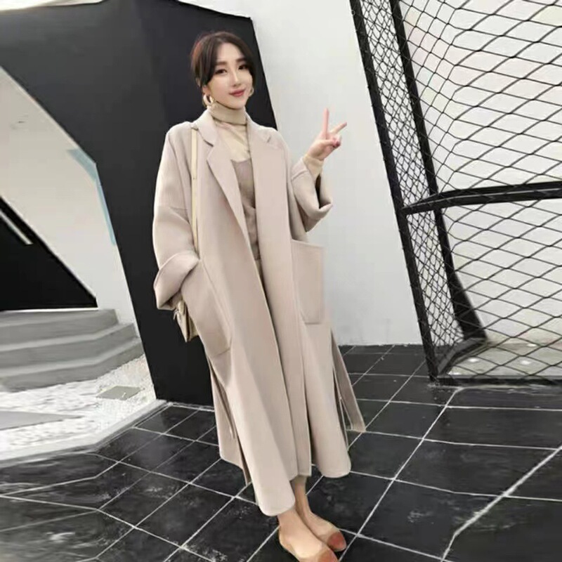 Purely Hand-Sewn Double-Sided Wool Outwear for Women, Medium and High-End Korean Style Loose 2025 Autumn and Winter New Woolen Outwear Purely Hand-Sewn Double-Sided Wool Outwear for Women, Medium and High-End Korean Style Loose 2025 Autumn and Winter New Woolen Outwear