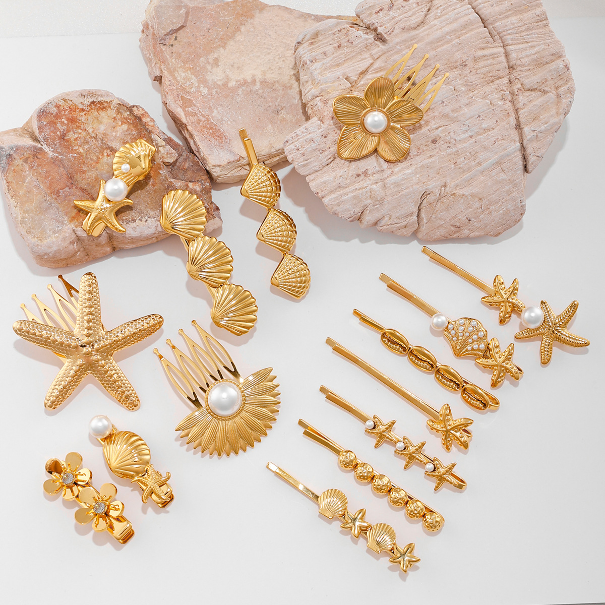 14g Weight Hair Clip Hair Accessories Type 1 Piece Quantity Holiday, Street Occasion Alloy Material Starfish, Flower, Shell Pattern All Seasons Season Women's Gender IG Style, Sweet Style IG Style Sweet Women's Starfish Flower Shell Alloy Hair Clip 6