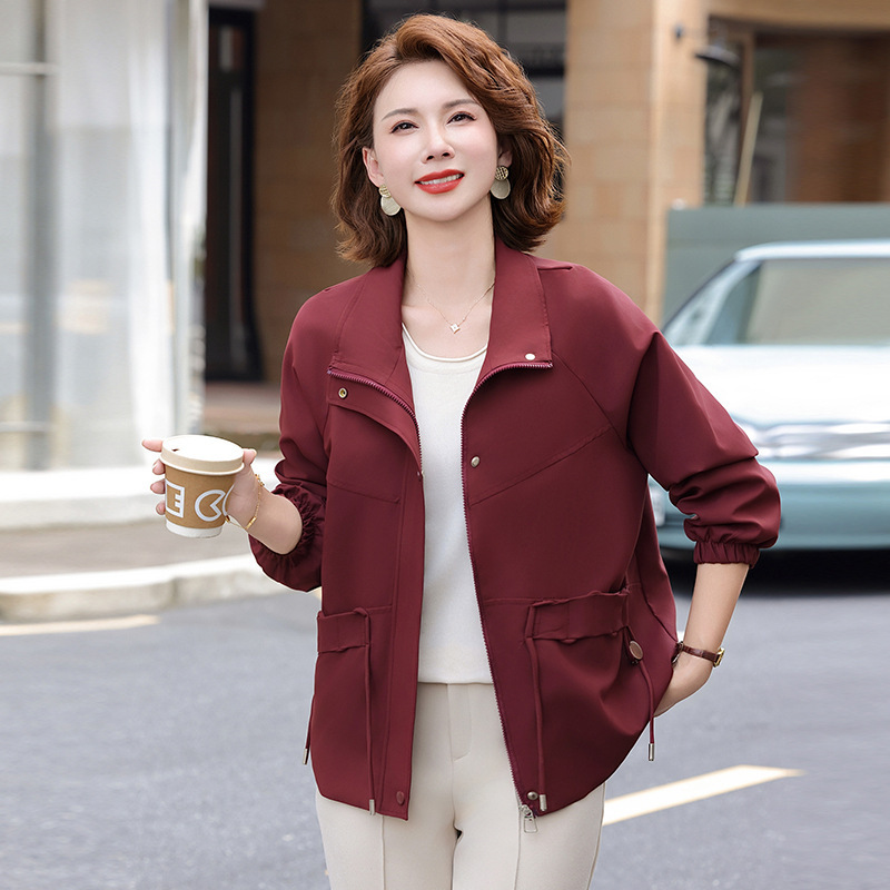 妈妈秋装2025新款时尚减龄风衣外套中老年女装50岁夹克衫短款上衣|undefined