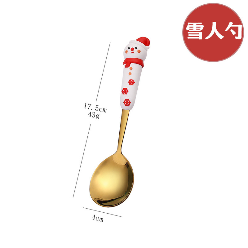 新しいクロスボーダー大型クリスマスフォークとスプーン食器セットステンレス鋼クリスマススプーンイン高価値コーヒースプーン|undefined