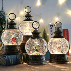 圣诞节装饰风灯八音盒音乐盒水晶球老人圣诞树灯摆件圣诞节礼物