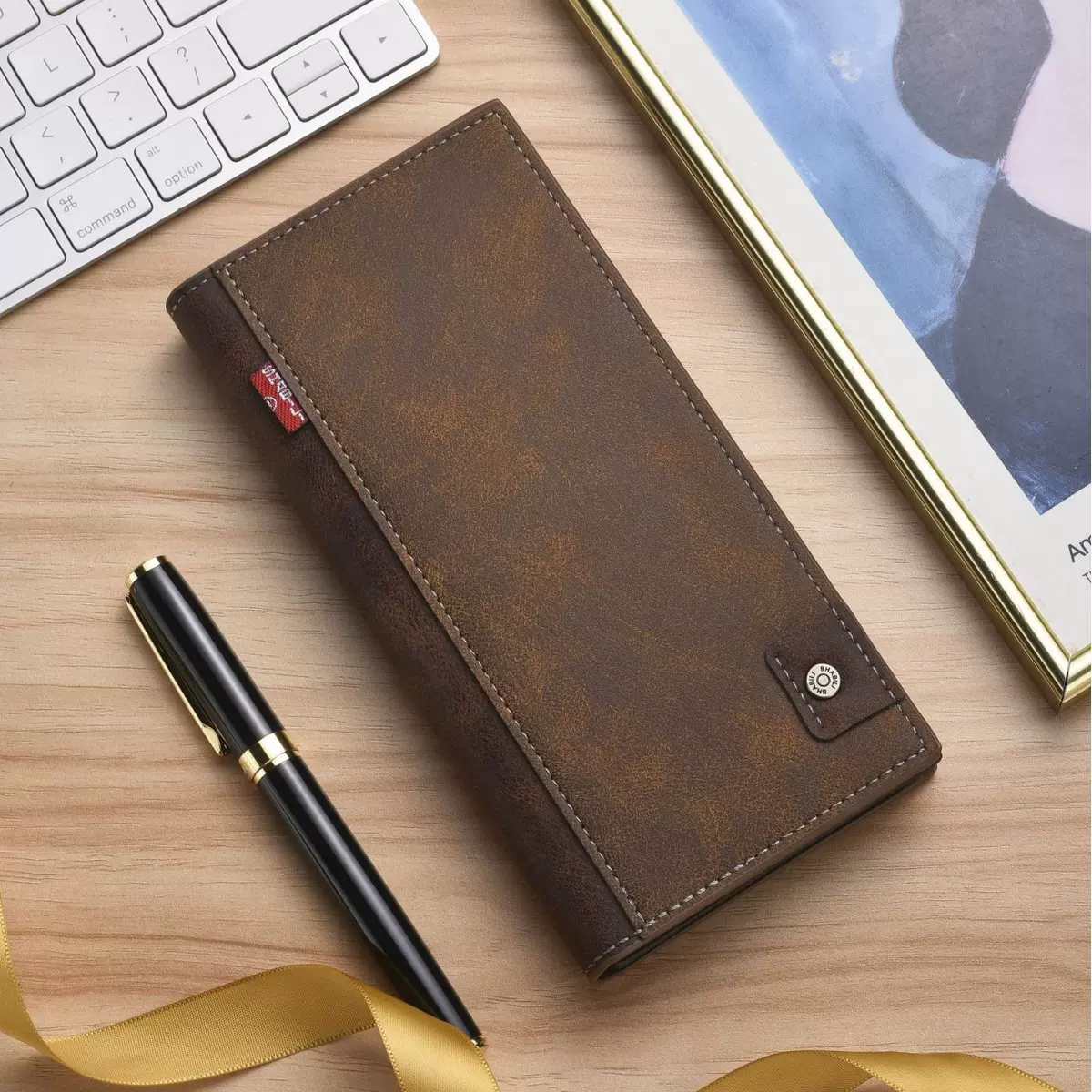 新款钱包男士长款超薄跨境潮流多卡位钱夹复古大容量高级感手拿包