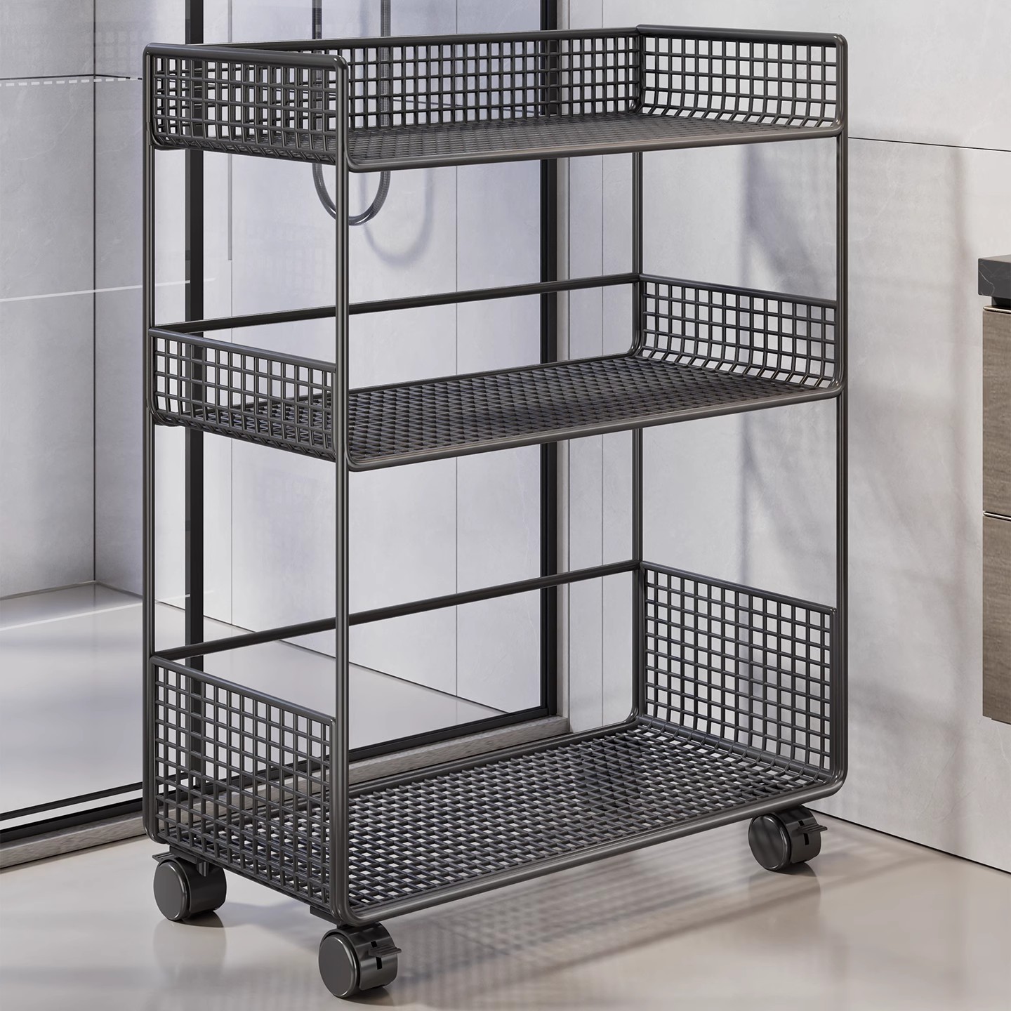 Bathroom Storage Rack Floor-Standing Bathroom Toilet Hand Washing Room Storage Rack Multi-Layer Sandwich Storage Layered Rack