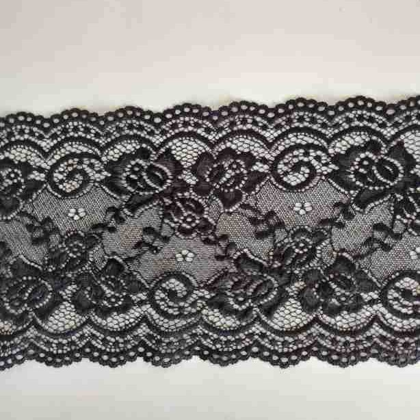 15cm蕾丝锦氨纶弹力花边内衣辅料黑色diy针织服装服饰配饰批发