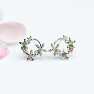 Jianyu S925 Silver Needle Natural Tourmaline Earrings Ear Hook Caibao Jewelry Live Factory Wholesale CB2053019