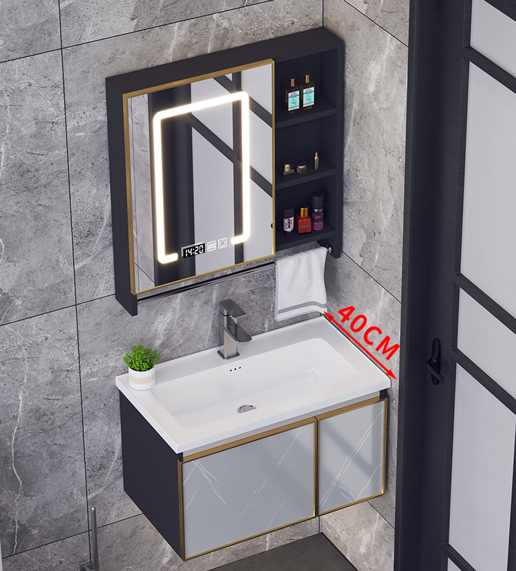 Pequeño apartamento ultra estrecho gabinete de baño mesa de lavado de aluminio espacio 40 lado ancho lavabo baño traje estrecho largo lavabo