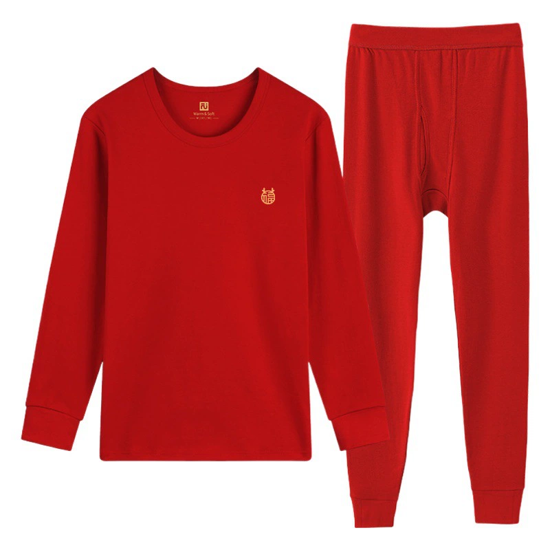 2025 год для мужчин, год рождения, хлопковый костюм среднего и пожилого возраста, хлопковое термобелье тонкое женское красное осеннее платье осенние брюки