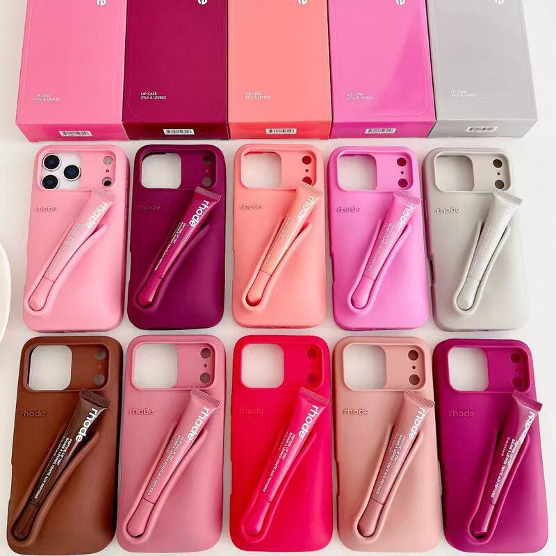 High Version Rhode Hailey Same Style Suitable for iPhone 17 Pro Max Lip Glaze 13 Lipstick Silicone Phone Case