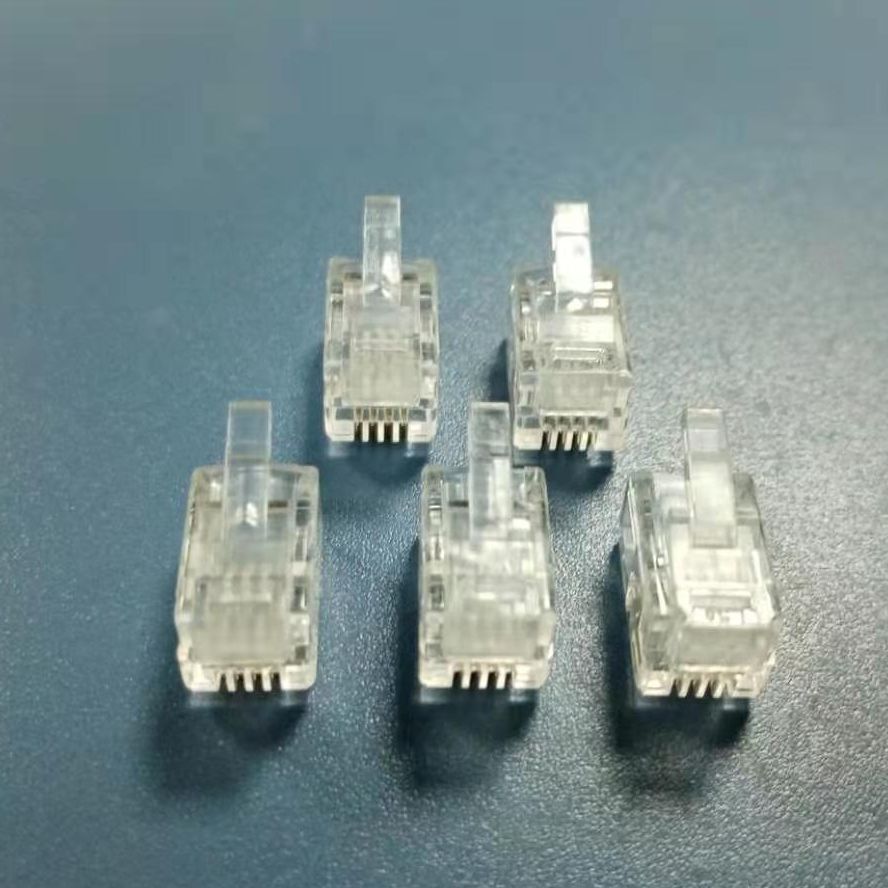 6P4C网络电话插座方孔端子50U镀金接口插头耳机高速稳定传输