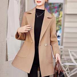 跨境毛呢大衣女春秋2025年新款高级感毛呢小个子高端外套秋冬直播