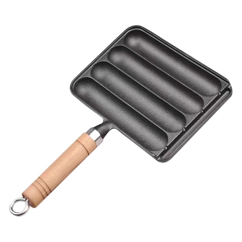 Cast Iron Baked Sausage Pot Household Baked Sausage Artifact Grilled Rice Cake Grilled Lamb Shish Kebab Grilled Gluten Baked Sausage Mould Outdoor Baked Sausage Plate