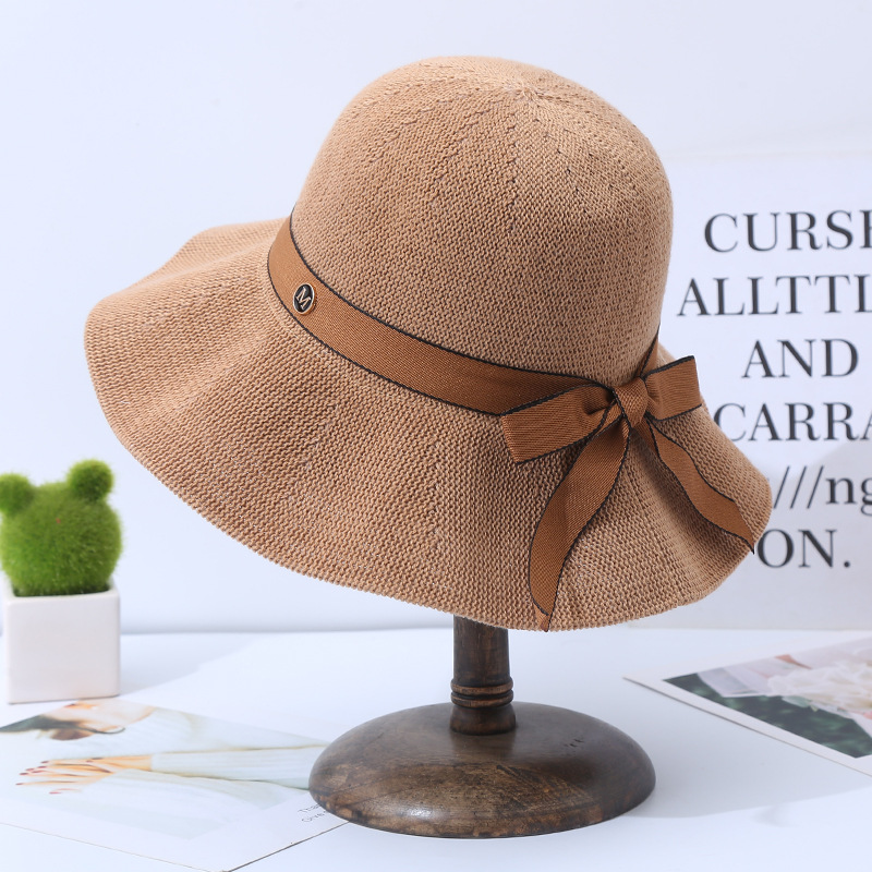 Women's Gender Bowknot Design Women's Simple Style Solid Color Bowknot Wide Eaves Bucket Hat