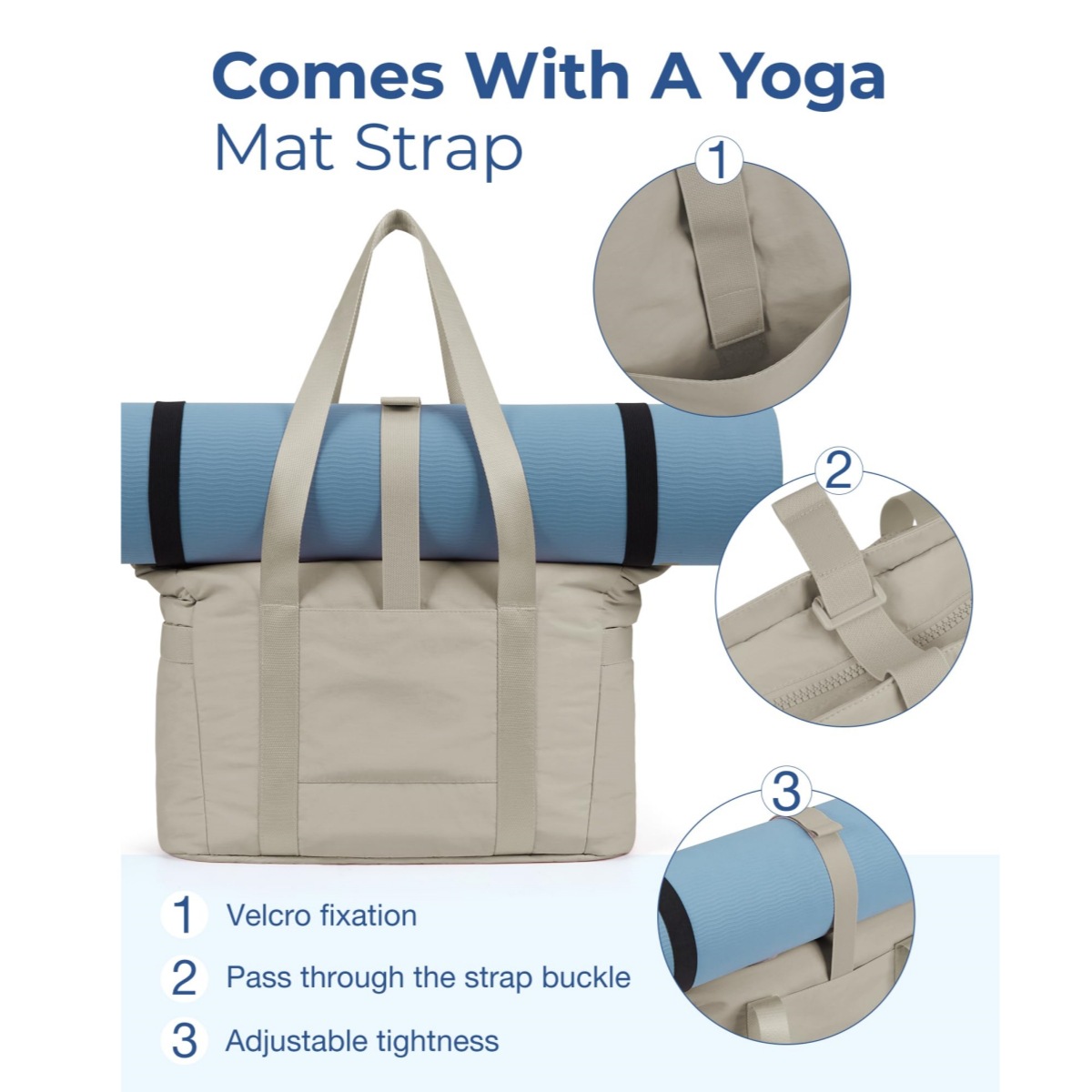 New handbag with yoga pads, straps, quilted shoulder bag, suitable for travel, work, and fitness_voghion.com