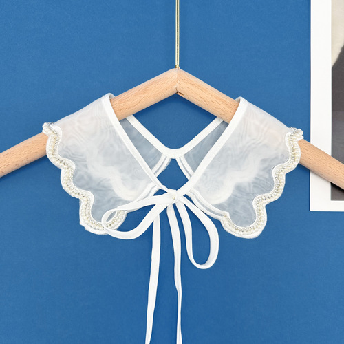 New Fashion Computer Embroidered Fake Collar Women's Doll Collar Lace-up Bow Collar Flower Wholesale Shirt Collar White