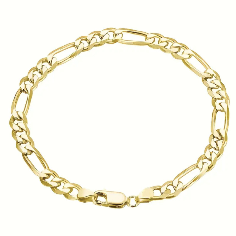 Cross-Border Foreign Trade Temu 14K Gold-Plated Silver Minimalist Bracelet for Men and Women, Figaro Chain, Three-Link Flat, Popular Cross-Border Item Cross-Border Foreign Trade Temu 14K Gold-Plated Silver Minimalist Bracelet for Men and Women, Figaro Chain, Three-Link Flat, Popular Cross-Border Item