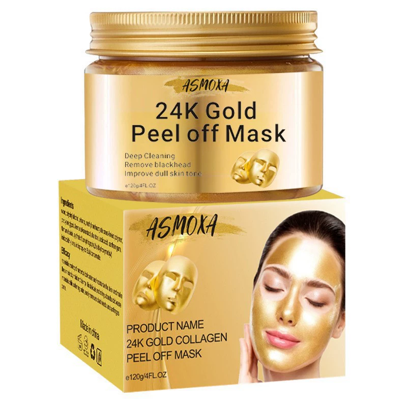 Съемная маска лица 24K Gold Peel Off: обновляющая, разглаживает кожу, удаляет акне и черные точки