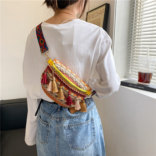 Woven small bag, shoulder bag, one-shoulder bag, ethnic belt bag, 2021 collection, Japanese and Korean, ethnic style
