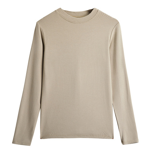 Women's Modest Small Stand Collar Straight Shoulder Base Shirt, Can Be Worn as Innerwear or Outerwear, Round Neck Long Sleeve Top T-Shirt, Suitable for Spring and Autumn and Winter