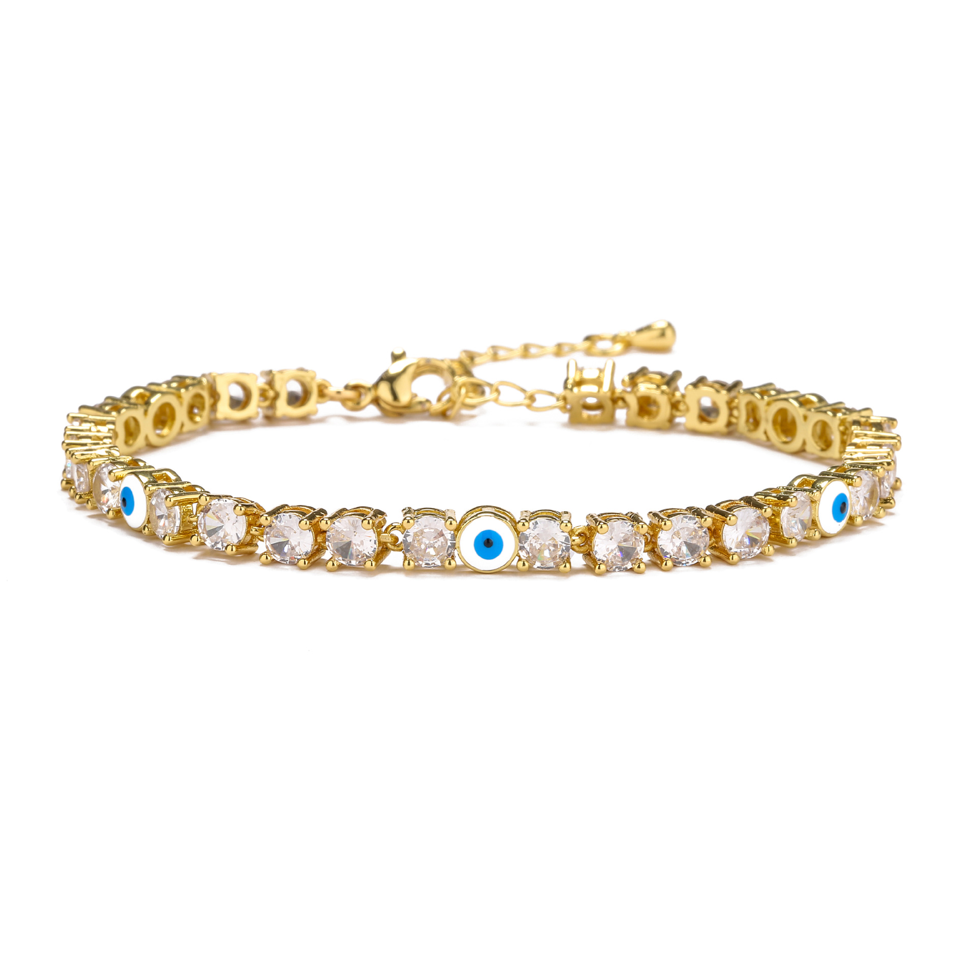 Fashion Devilu0027S Eye Copper Plating Inlay Zircon Bracelets 1 Piece