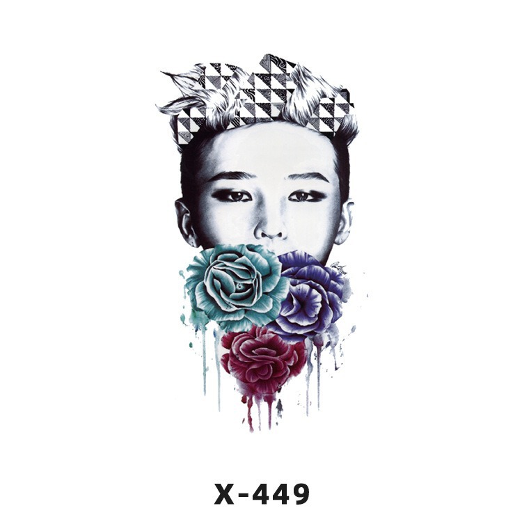 Arco de flor pequeña pegatinas de tatuaje fresco 3D dibujos animados transfronterizo Henna rosa impermeable texto en inglés pegatinas de tatuaje