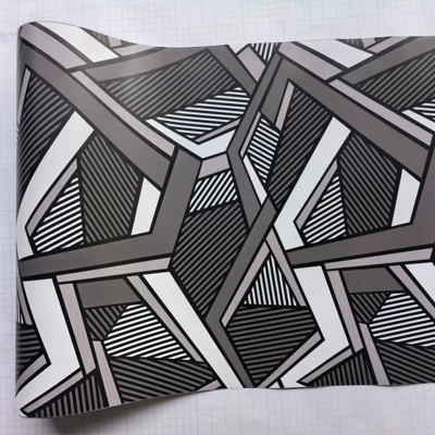 Car Black and White Camouflage Film Pvc Car Body Decorative Stickers Wear-Resistant Car Body Protective Film Small Batch Cross-Border Supply (Auto Color Change Film) - polygonal-sports-camouflage-black-and-gray-15-30m