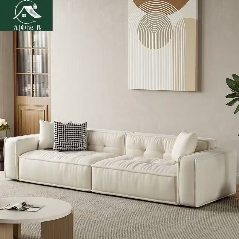 Cream-Style Toast Sofa, Lambswool Living Room, Small Apartment, Internet Celebrity Model, Designer Tofu Block Straight-Row Fabric Sofa
