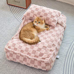 猫窝垫宠物坐垫猫咪幼猫四季通用睡垫睡觉保暖加厚棋盘格狗窝垫子