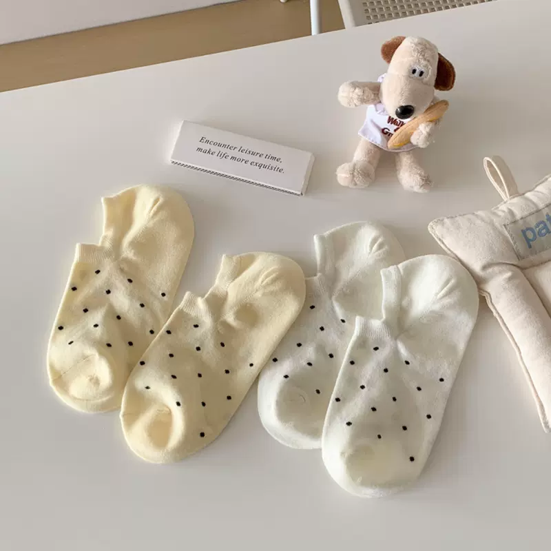 小波点浅口不掉跟船袜日系可爱简约ins潮春夏薄款袜子女隐形短袜