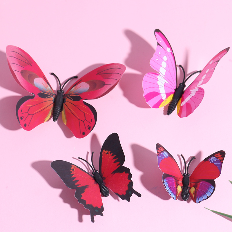 Pegatina de mariposa tridimensional 3D Dormitorio Sala de estar Habitación infantil Fondo Decoración de pared Mariposa magnética Decoración de interior