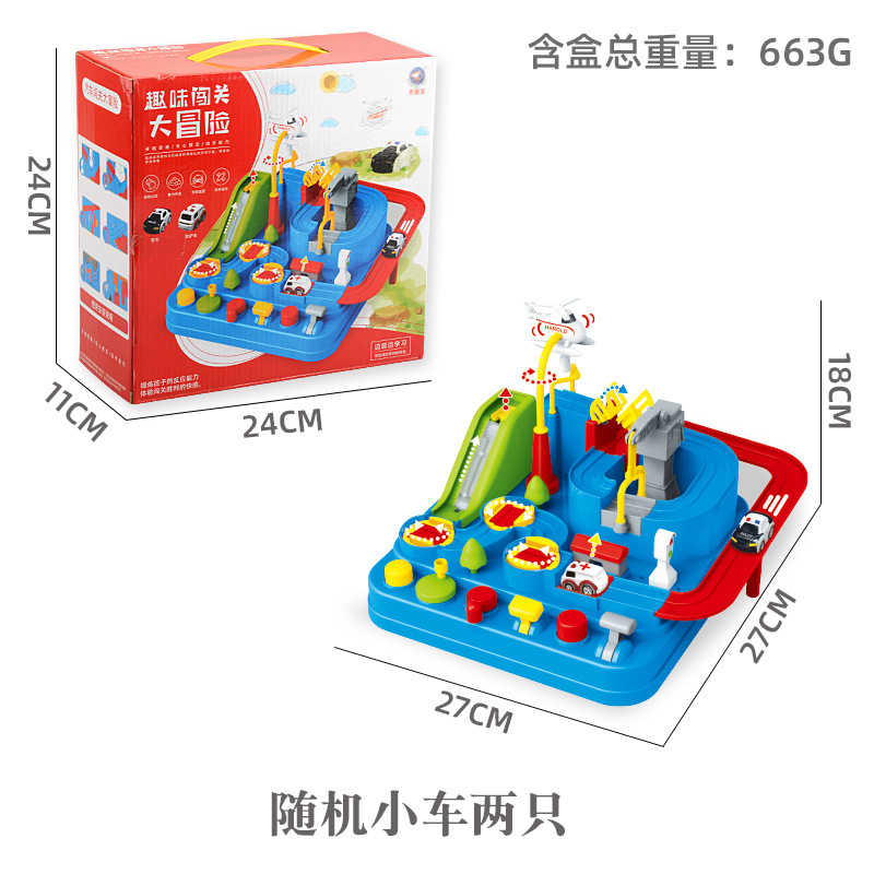 Children's puzzle DIY assembled car adventure rail car suit parent-child interactive desktop game toy