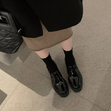 羊皮~厚底增高一脚蹬懒人厚底乐福鞋女真皮粗跟英伦风松糕小皮鞋