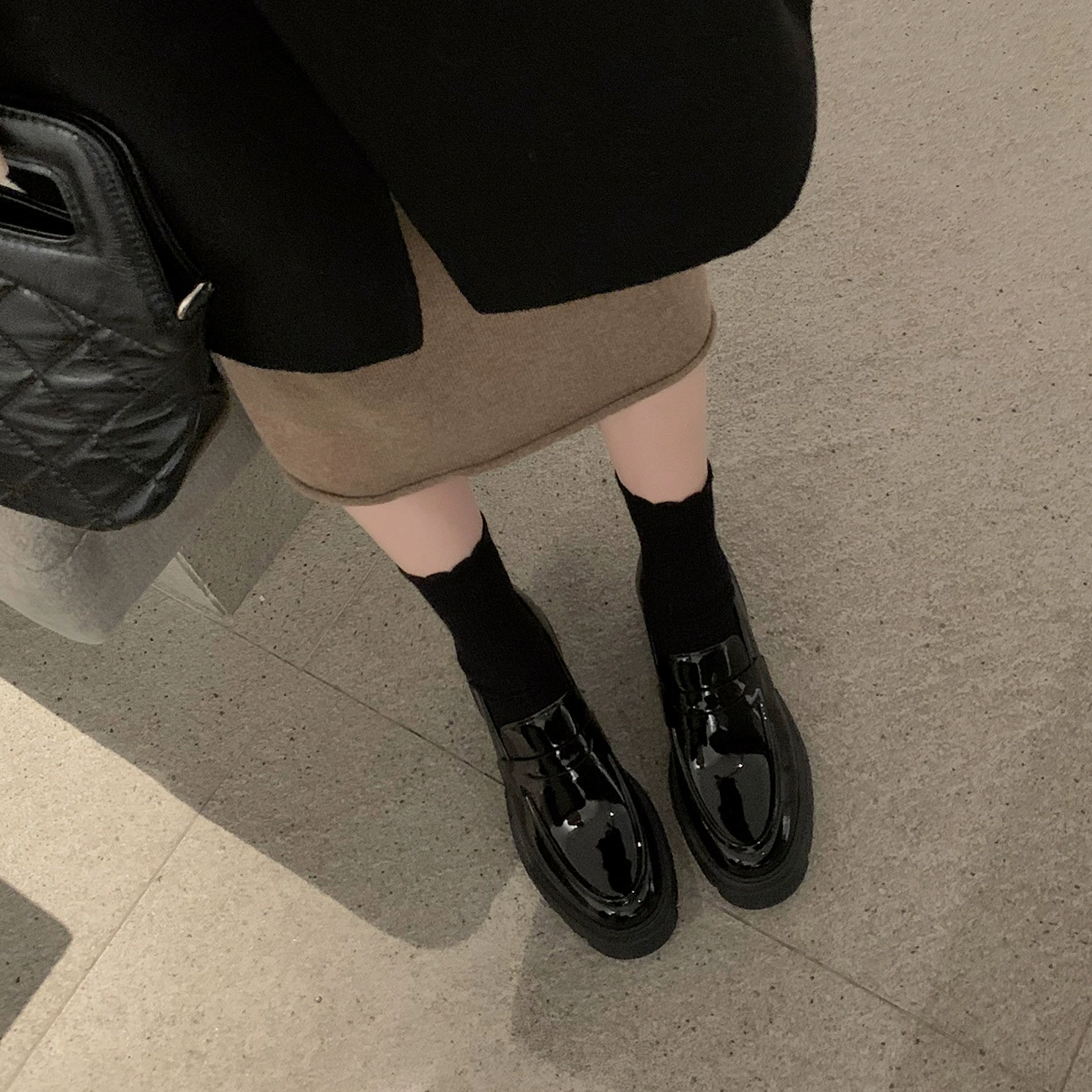 Кожаные туфли с круглой головкой и толстым дном