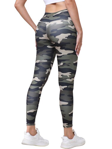 Cross-border autumn and winter fleece camo yoga pants, European and American style, sports outdoor, vogue peach butt high-waist fitness pants for women