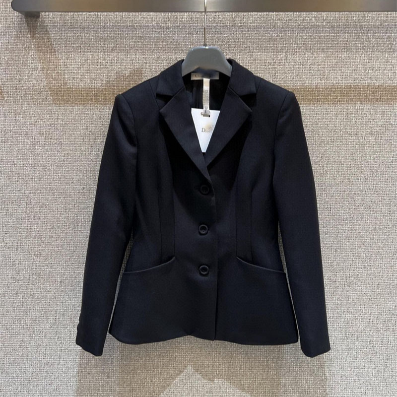 25 Autumn New Nanyou Haute Couture Dio Casual and Easiest for Match Lapel Waist Silk Wool Profile Classic Suit Jacket