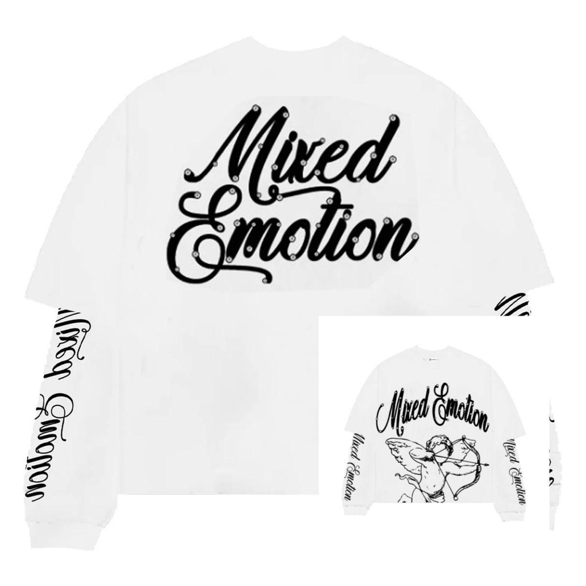 Mixed Emotion Angel Rhinestone Sweatshirt White