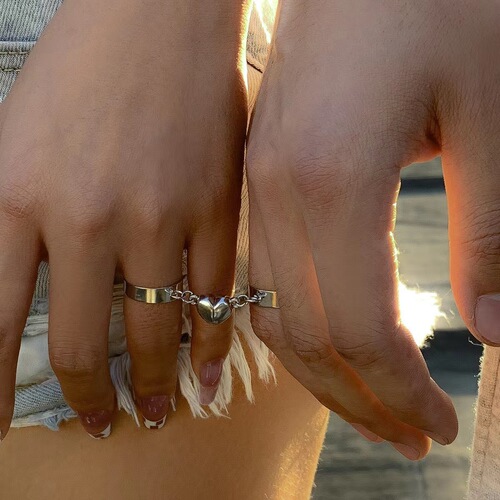 European and American couple love magnetic ring, simple adjustable opening love circle magnet ring couple ring